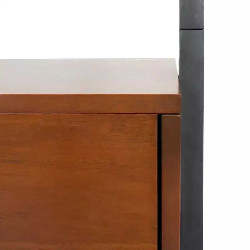Bibliothèque étagère 3 tablettes 1 porte, Acajou/Charbon de bois