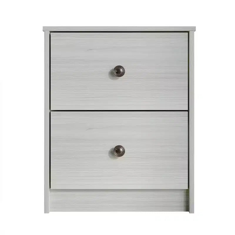 Table de chevet à 2 tiroirs, bois d'ingénierie avec placage, blanc