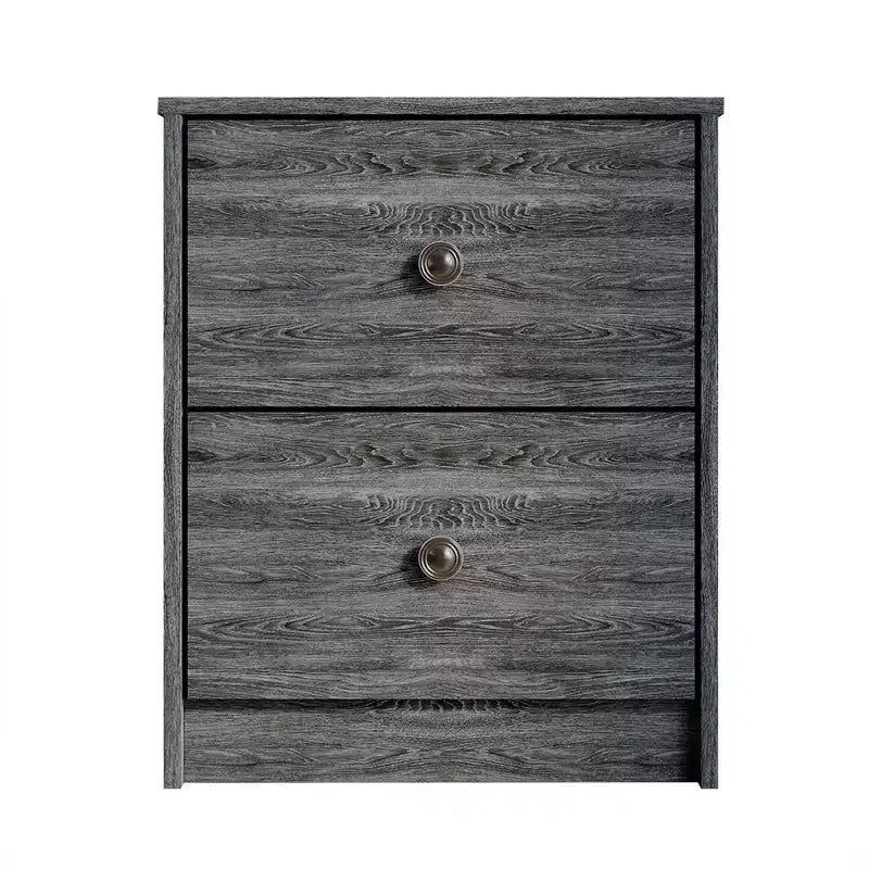 Table de chevet à 2 tiroirs, bois d'ingénierie avec placage, blanc