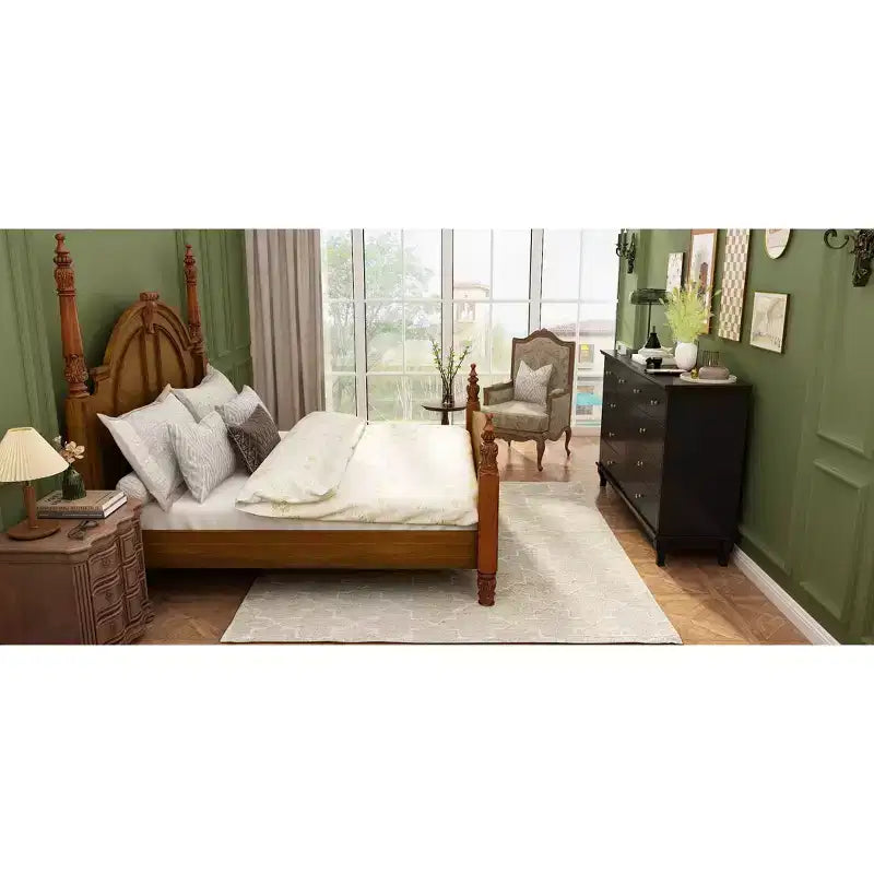 Commode 10 tiroirs, style vintage avec poignées métalliques
