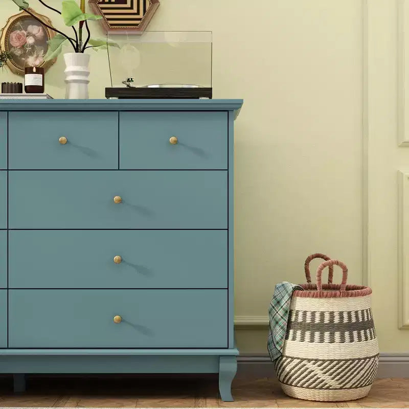 Commode 10 tiroirs, style vintage avec poignées métalliques
