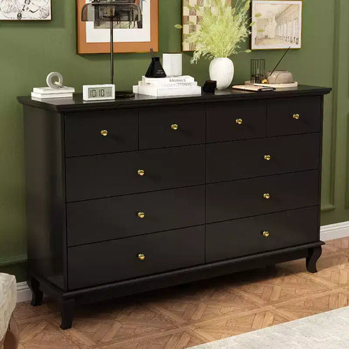Commode 10 tiroirs, style vintage avec poignées métalliques