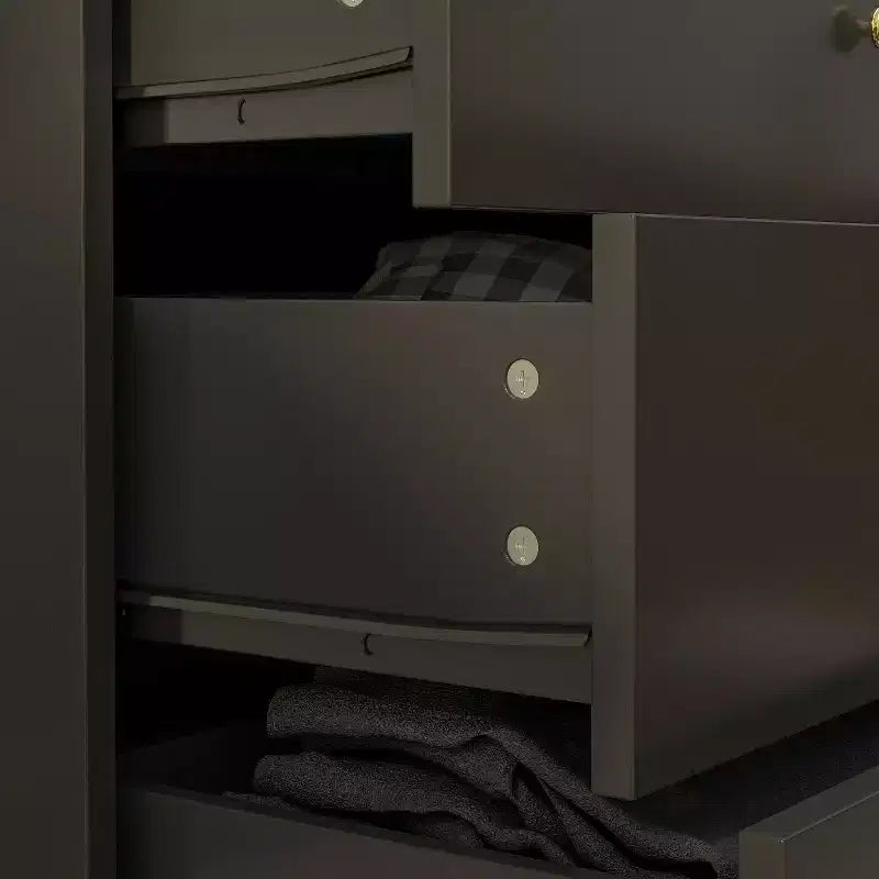 Commode 10 tiroirs, style vintage avec poignées métalliques