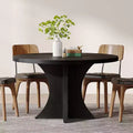 Table à manger ronde de 119 cm pour 4 à 6 personnes, en bois avec pied central