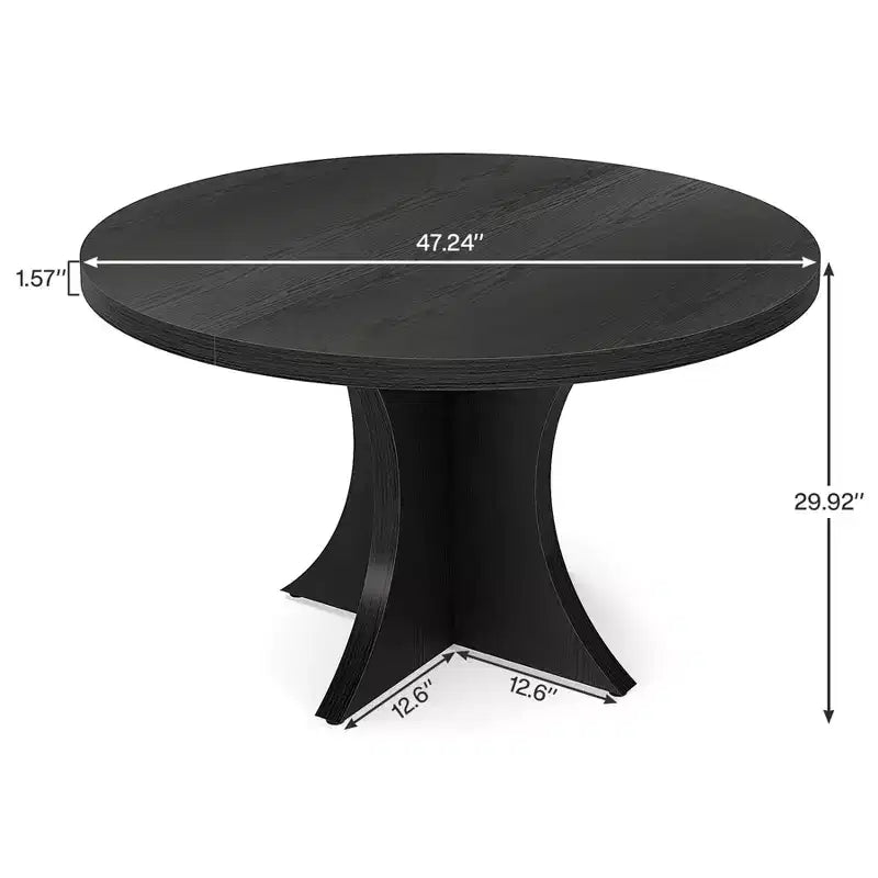 Table à manger ronde de 119 cm pour 4 à 6 personnes, en bois avec pied central