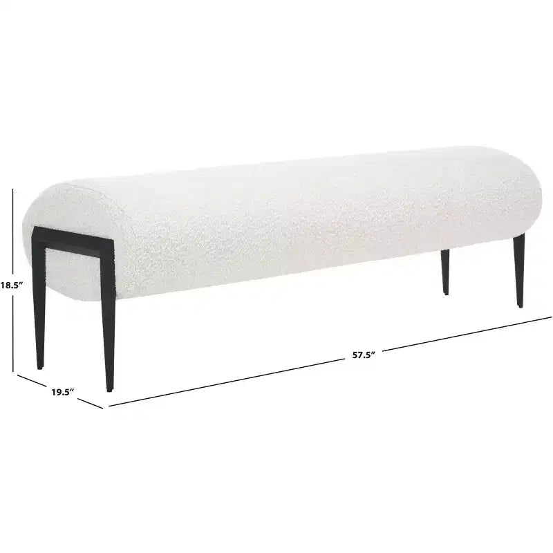 Banc rembourré, crème/noir, 2 places