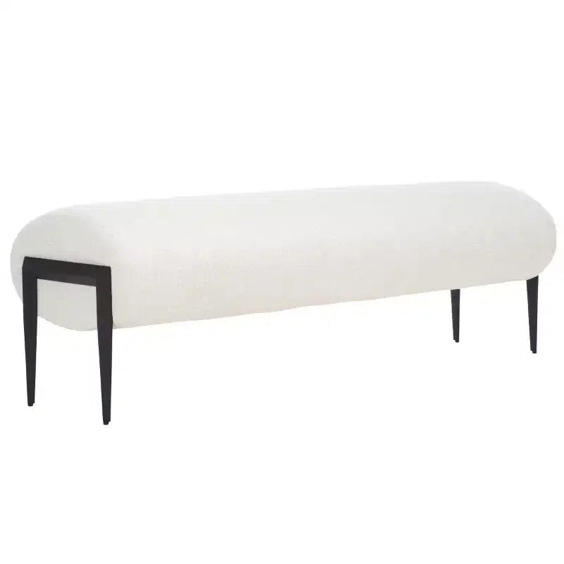 Banc rembourré, crème/noir, 2 places