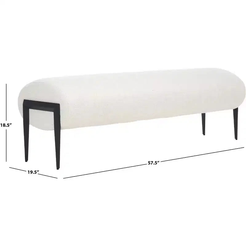 Banc rembourré, crème/noir, 2 places