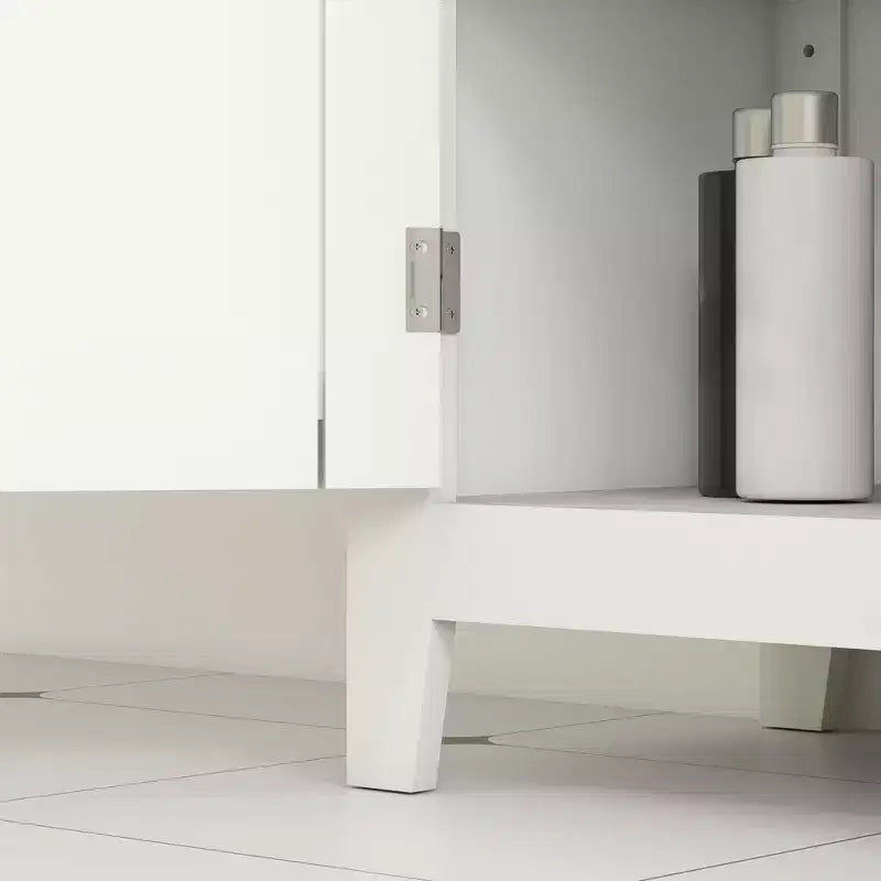 Meuble bas de salle de bain avec étagères réglables, sur pied, blanc