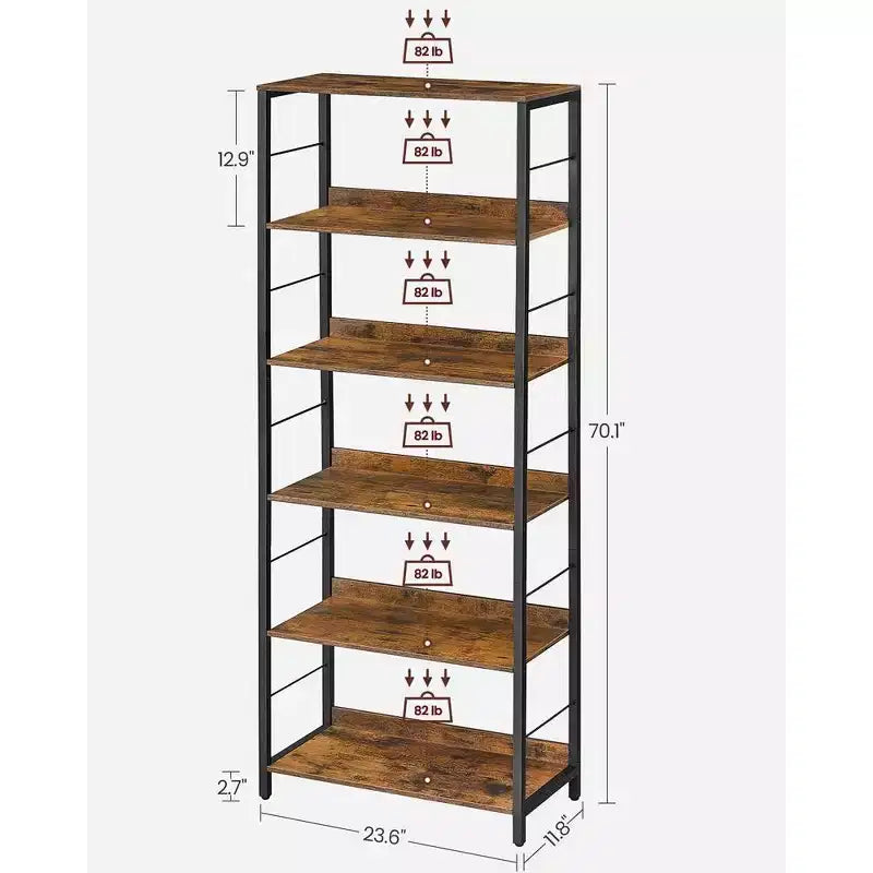 Étagère Industrielle à 6 Niveaux avec Panneaux Arrière, Marron Rustique et Noir, 30x60x178 cm