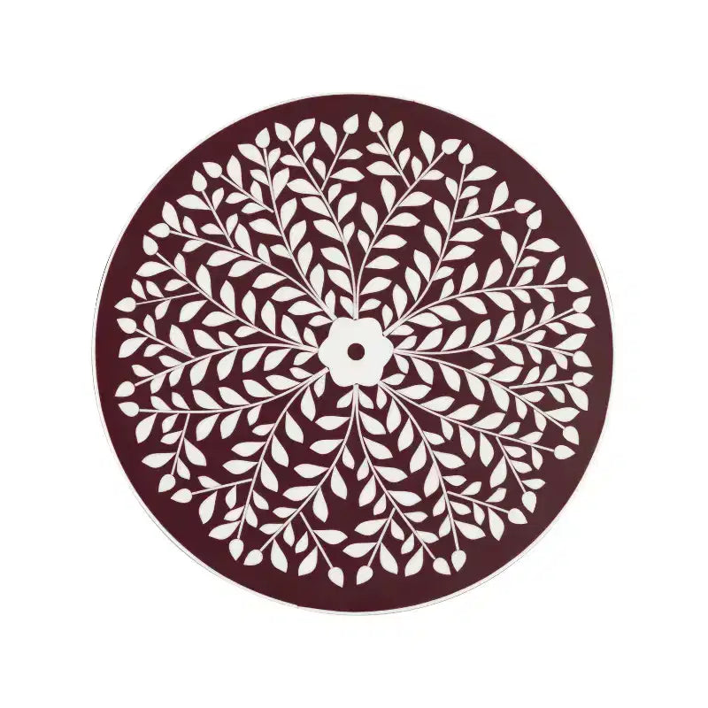 Table d'appoint ronde moderne bohème 63,5 cm en métal et résine incrustée