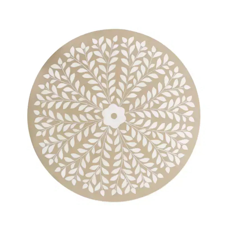 Table d'appoint ronde moderne bohème 63,5 cm en métal et résine incrustée